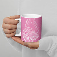 New Zealand Ta Moko Silver Fern Pink Ceramic Mug Taniko Taniwha Motifs