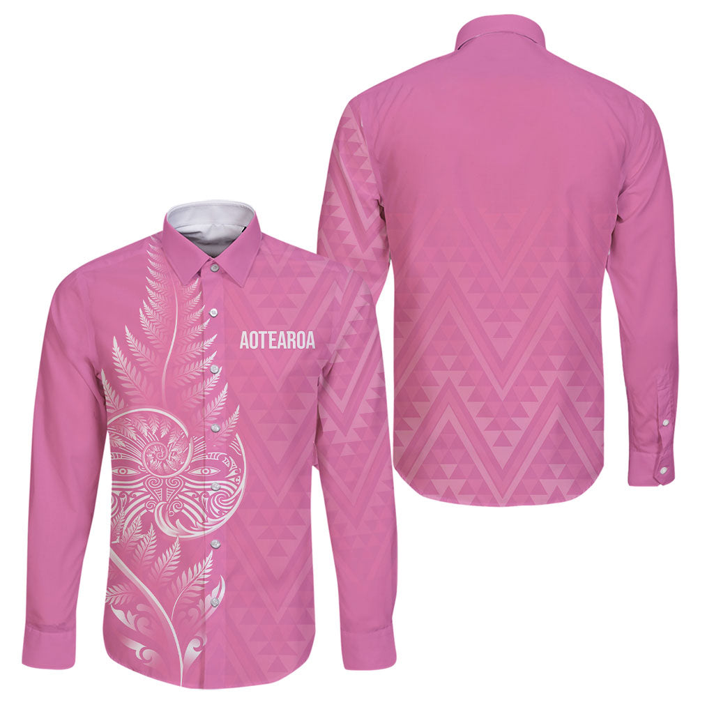 New Zealand Ta Moko Silver Fern Pink Family Matching Short Sleeve Bodycon Dress and Hawaiian Shirt Taniko Taniwha Motifs