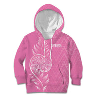 New Zealand Ta Moko Silver Fern Pink Kid Hoodie Taniko Taniwha Motifs