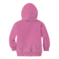New Zealand Ta Moko Silver Fern Pink Kid Hoodie Taniko Taniwha Motifs