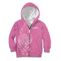 New Zealand Ta Moko Silver Fern Pink Kid Hoodie Taniko Taniwha Motifs