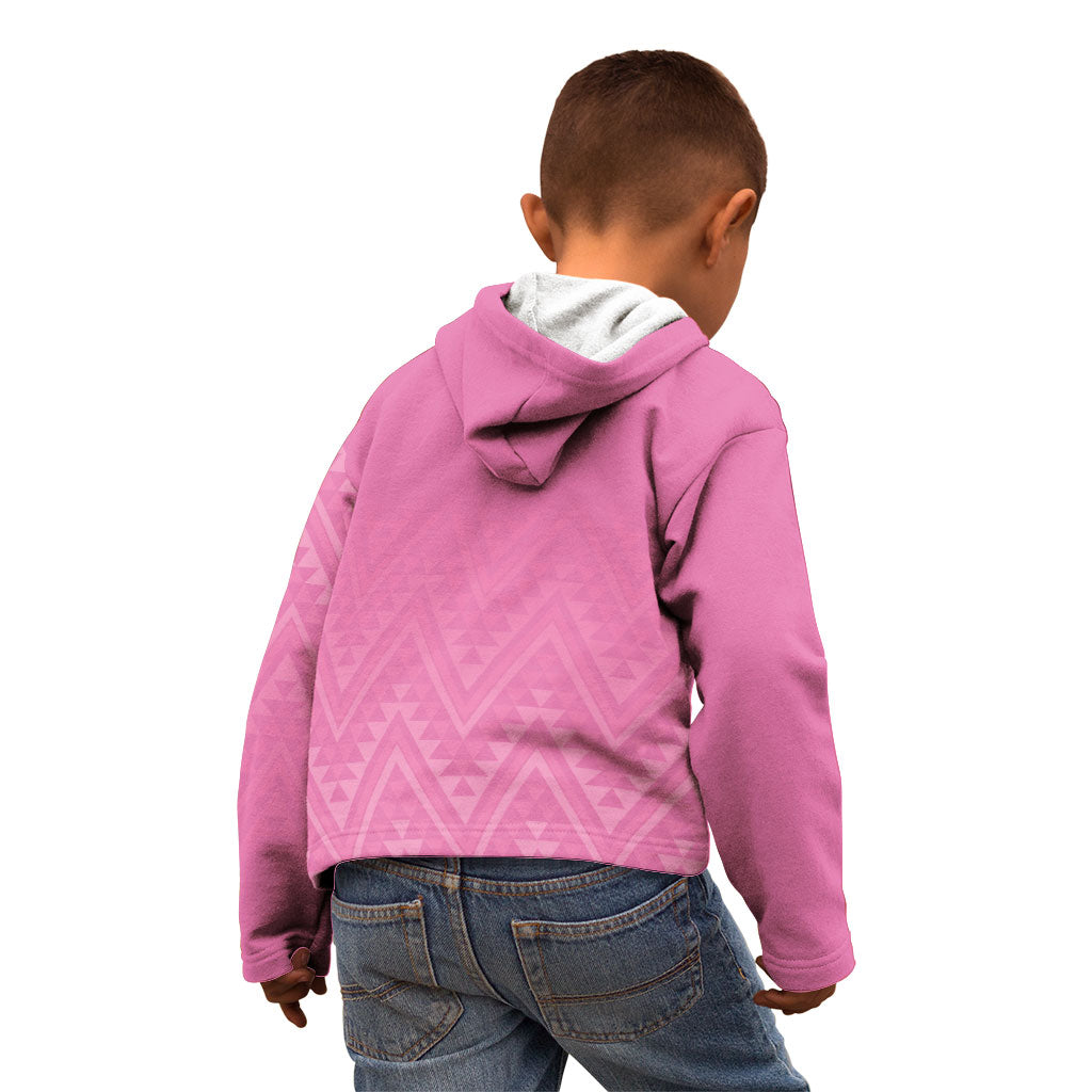New Zealand Ta Moko Silver Fern Pink Kid Hoodie Taniko Taniwha Motifs