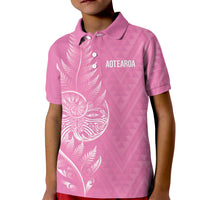 New Zealand Ta Moko Silver Fern Pink Kid Polo Shirt Taniko Taniwha Motifs
