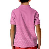 New Zealand Ta Moko Silver Fern Pink Kid Polo Shirt Taniko Taniwha Motifs