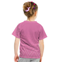 New Zealand Ta Moko Silver Fern Pink Kid T Shirt Taniko Taniwha Motifs
