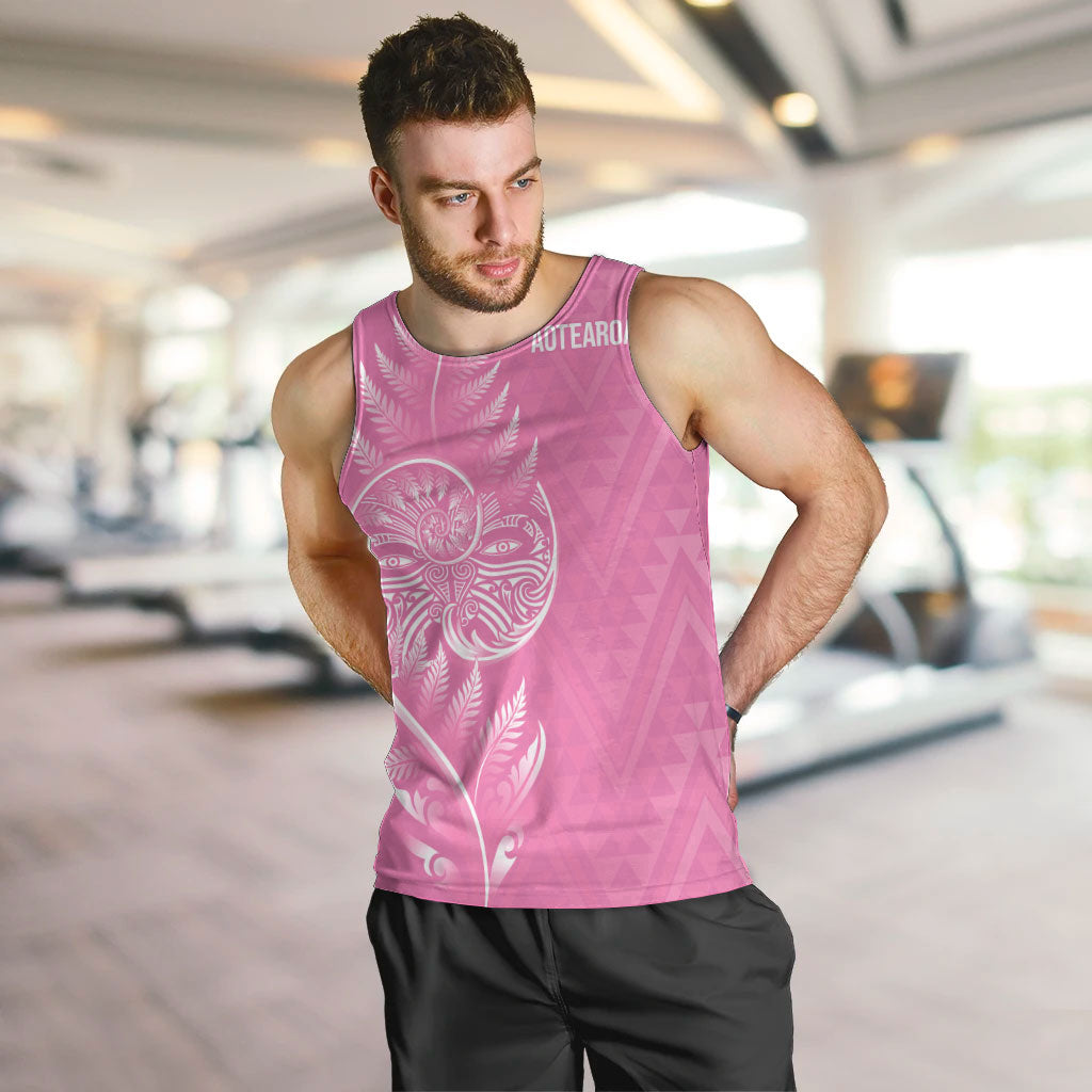 New Zealand Ta Moko Silver Fern Pink Men Tank Top Taniko Taniwha Motifs