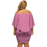 New Zealand Ta Moko Silver Fern Pink Off Shoulder Short Dress Taniko Taniwha Motifs