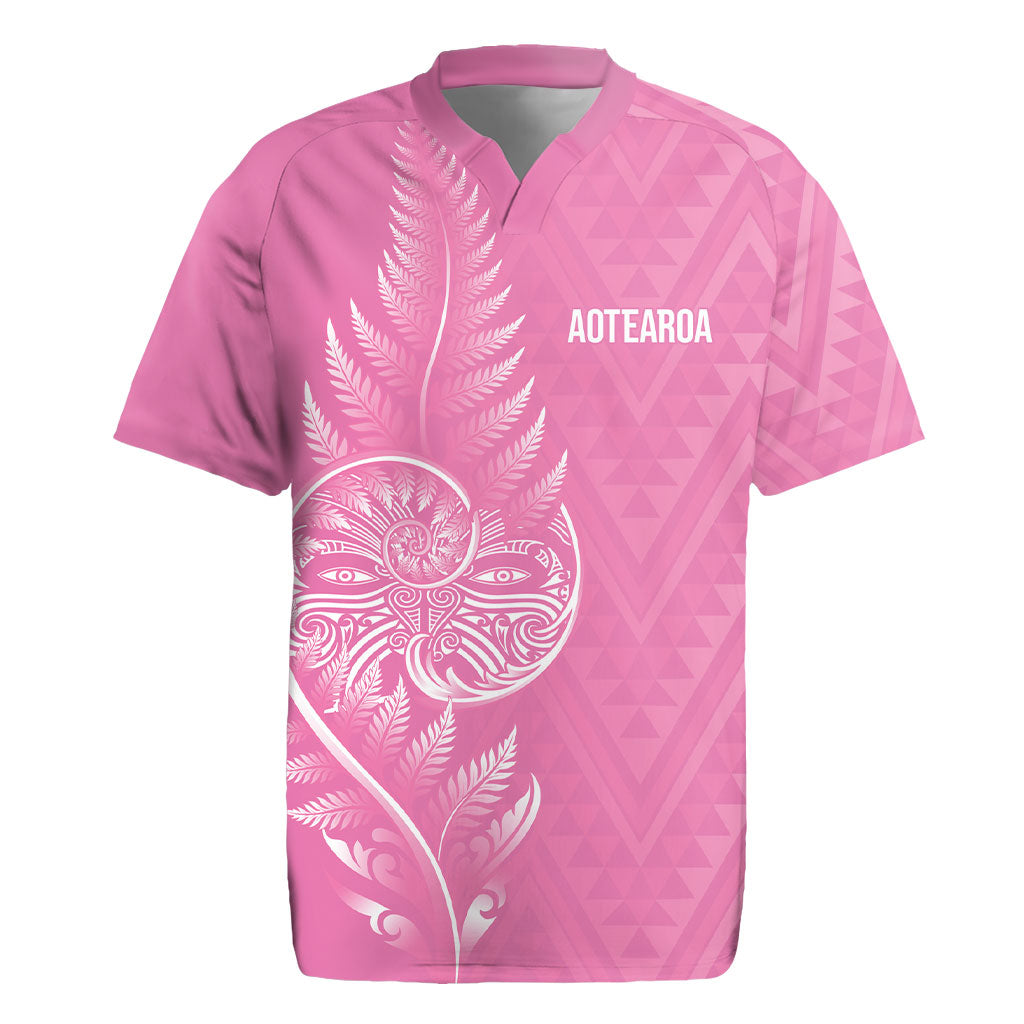 New Zealand Ta Moko Silver Fern Pink Rugby Jersey Taniko Taniwha Motifs