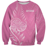 New Zealand Ta Moko Silver Fern Pink Sweatshirt Taniko Taniwha Motifs