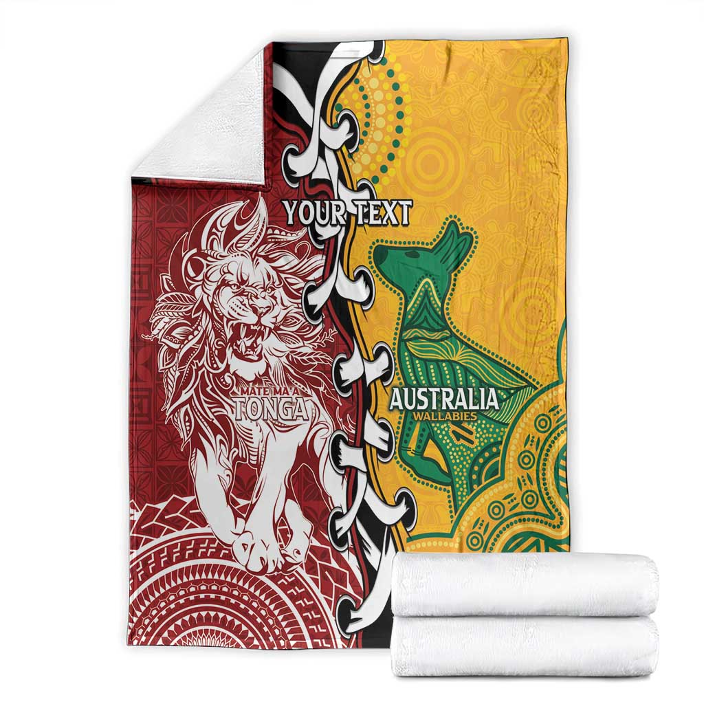 Mate Ma'a Tonga Vs Australia Rugby Personalized Blanket Special Mascots