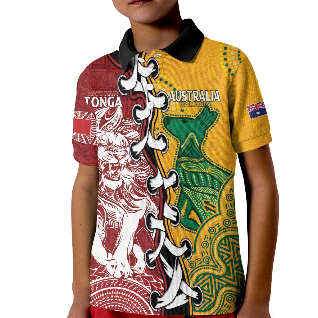Mate Ma'a Tonga Vs Australia Rugby Personalized Kid Polo Shirt Special Mascots