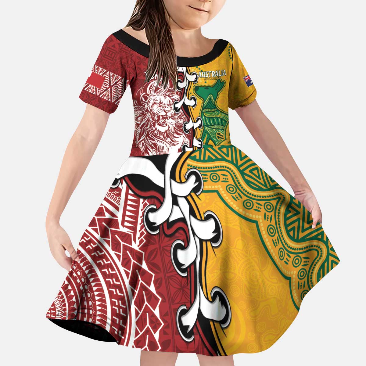 Mate Ma'a Tonga Vs Australia Rugby Personalized Kid Short Sleeve Dress Special Mascots