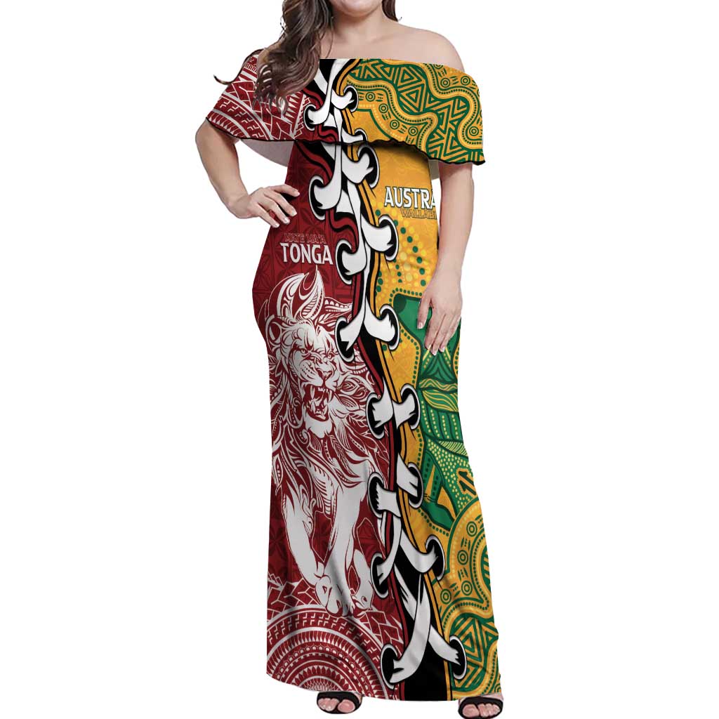 Mate Ma'a Tonga Vs Australia Rugby Personalized Off Shoulder Maxi Dress Special Mascots