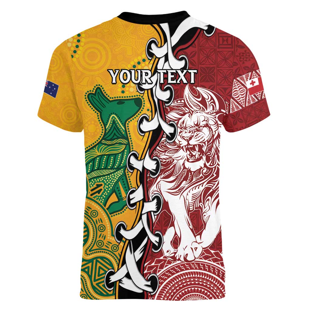 Mate Ma'a Tonga Vs Australia Rugby Personalized Women V-Neck T-Shirt Special Mascots