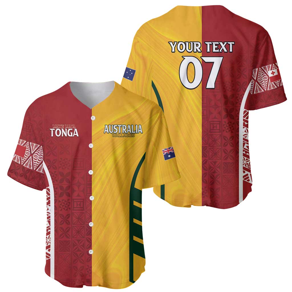 Australia - Tonga Rugby Custom Baseball Jersey Minimalist Dynamic
