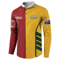 Australia - Tonga Rugby Custom Button Sweatshirt Minimalist Dynamic