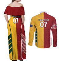 Australia - Tonga Rugby Custom Couples Matching Off Shoulder Maxi Dress and Long Sleeve Button Shirt Minimalist Dynamic