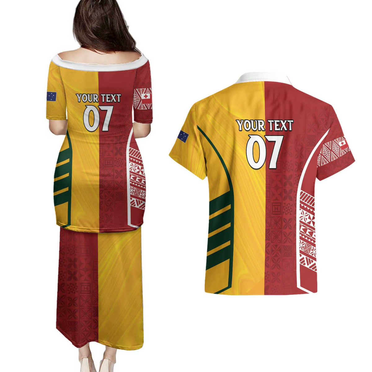 Australia - Tonga Rugby Custom Couples Matching Puletasi and Hawaiian Shirt Minimalist Dynamic
