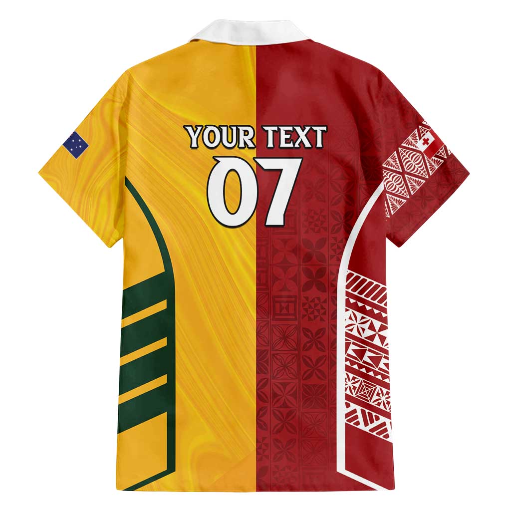 Australia - Tonga Rugby Custom Family Matching Puletasi and Hawaiian Shirt Minimalist Dynamic