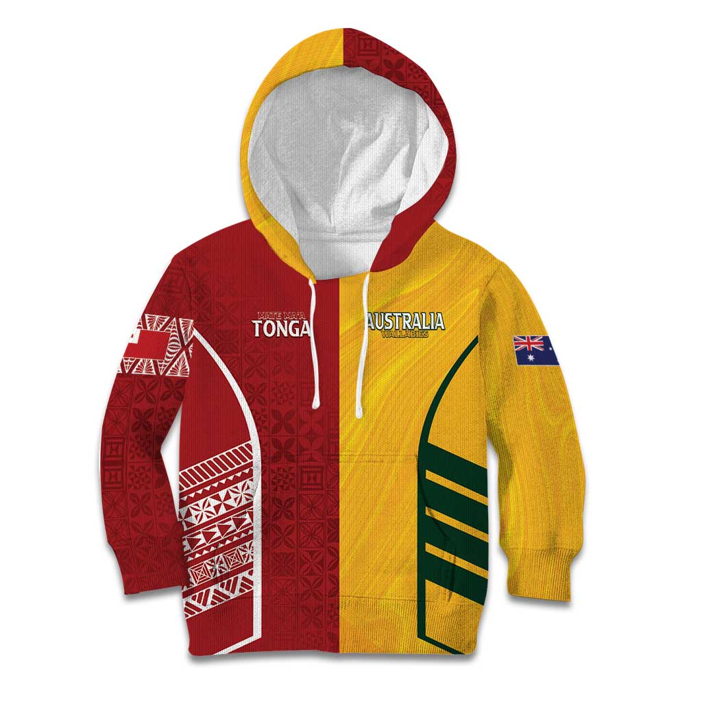 Australia - Tonga Rugby Custom Kid Hoodie Minimalist Dynamic