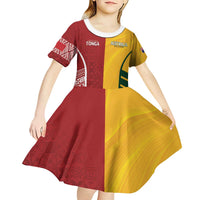 Australia - Tonga Rugby Custom Kid Short Sleeve Dress Minimalist Dynamic