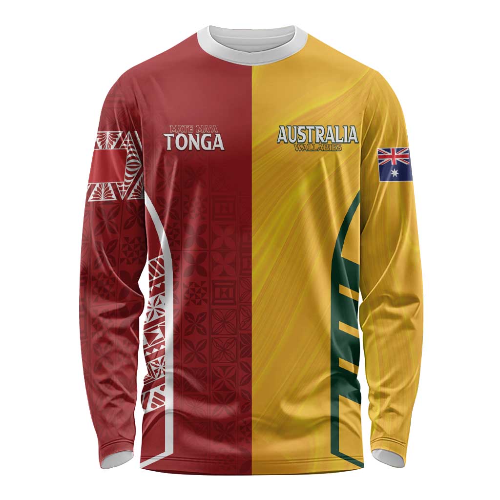 Australia - Tonga Rugby Custom Long Sleeve Shirt Minimalist Dynamic