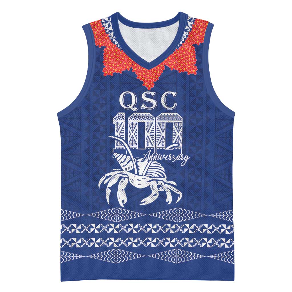 Queen Salote College 100 Years Anniversary Personalized Basketball Jersey Tonga QSC Royal Blue - Polynesian Pride
