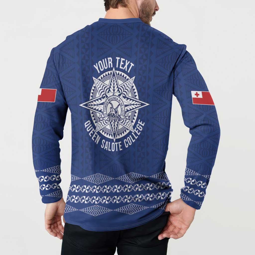 Queen Salote College 100 Years Anniversary Personalized Button Sweatshirt Tonga QSC Royal Blue - Polynesian Pride