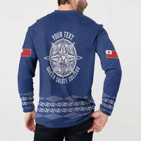Queen Salote College 100 Years Anniversary Personalized Button Sweatshirt Tonga QSC Royal Blue - Polynesian Pride