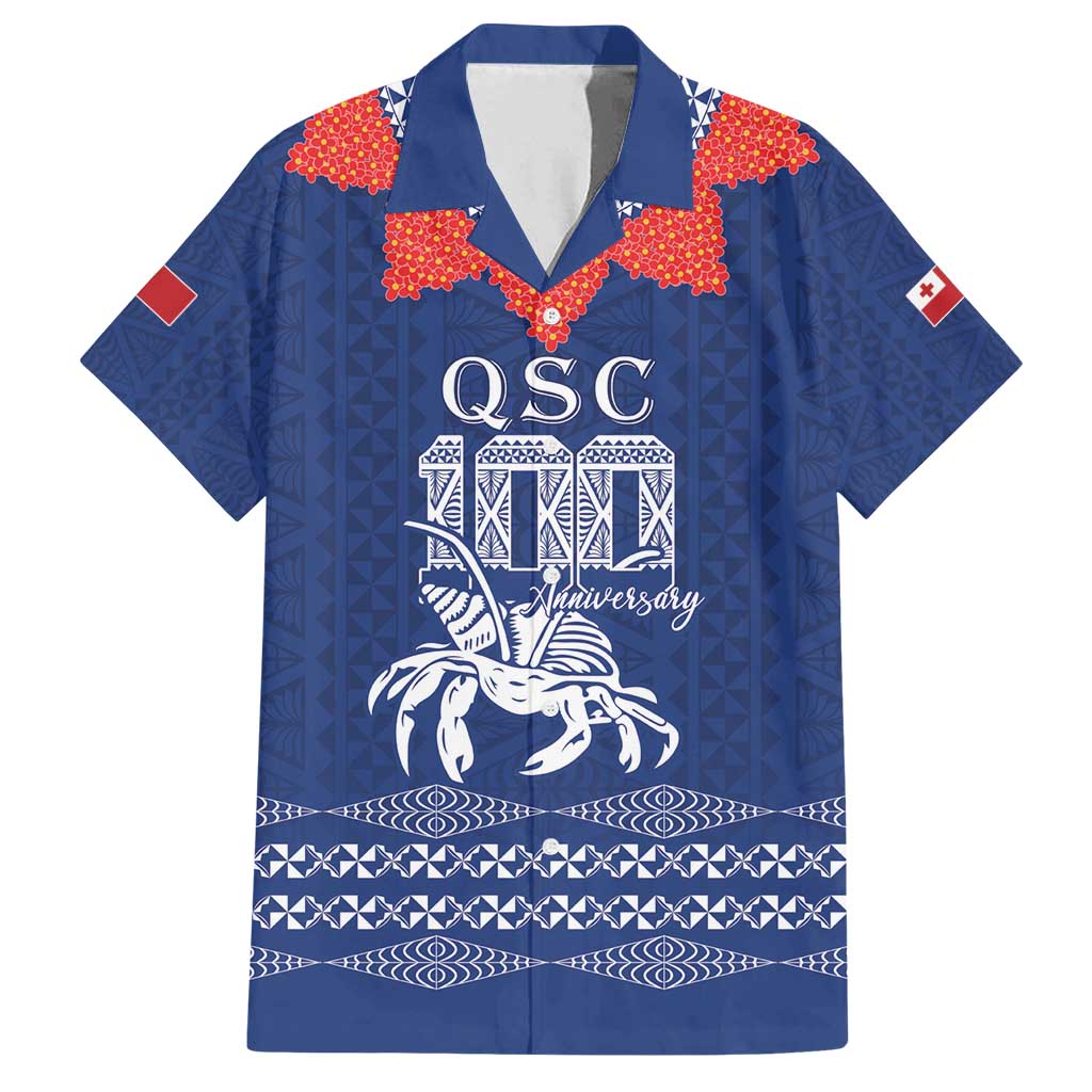 Queen Salote College 100 Years Anniversary Personalized Family Matching Puletasi and Hawaiian Shirt Tonga QSC Royal Blue - Polynesian Pride