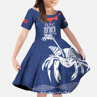 Queen Salote College 100 Years Anniversary Personalized Kid Short Sleeve Dress Tonga QSC Royal Blue - Polynesian Pride