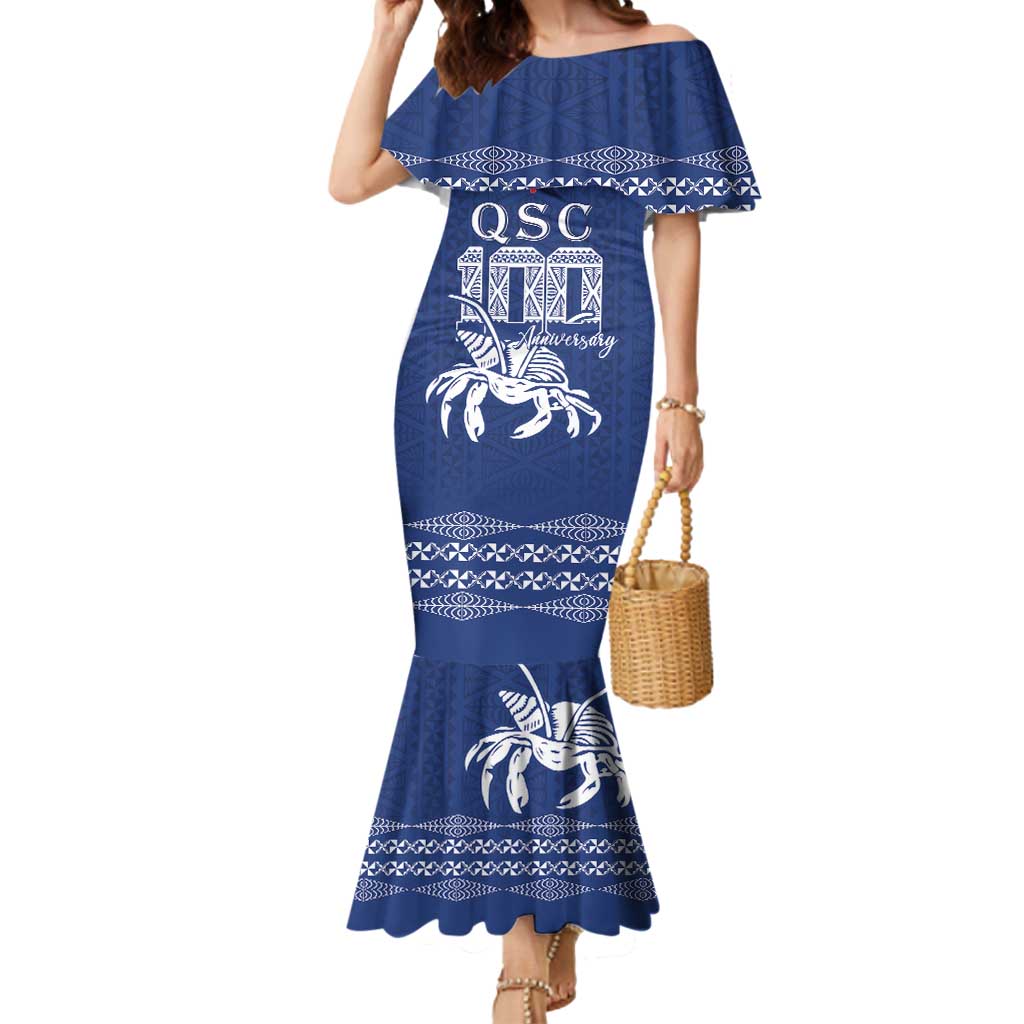 Queen Salote College 100 Years Anniversary Personalized Mermaid Dress Tonga QSC Royal Blue - Polynesian Pride