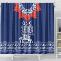 Queen Salote College 100 Years Anniversary Shower Curtain Tonga QSC Royal Blue - Polynesian Pride