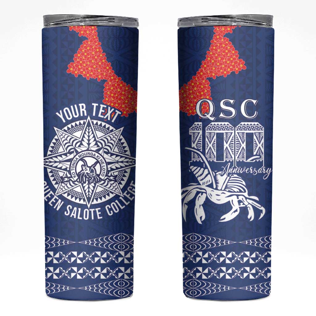 Queen Salote College 100 Years Anniversary Personalized Skinny Tumbler Tonga QSC Royal Blue - Polynesian Pride