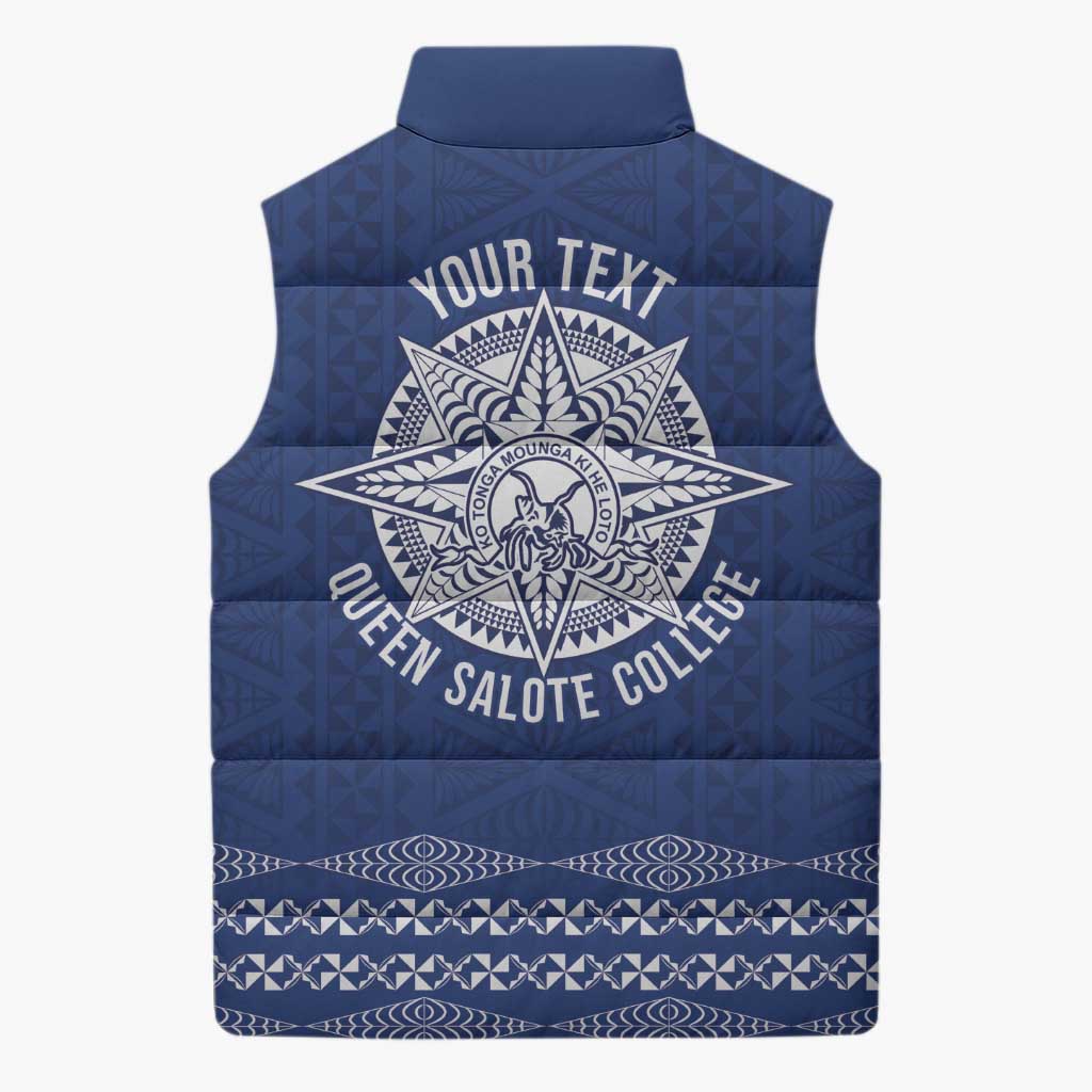 Queen Salote College 100 Years Anniversary Personalized Sleeveless Puffer Jacket Tonga QSC Royal Blue - Polynesian Pride