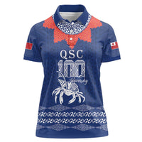 Queen Salote College 100 Years Anniversary Personalized Women Polo Shirt Tonga QSC Royal Blue - Polynesian Pride