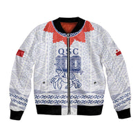 Queen Salote College 100 Years Anniversary Personalized Bomber Jacket Tonga QSC White - Polynesian Pride