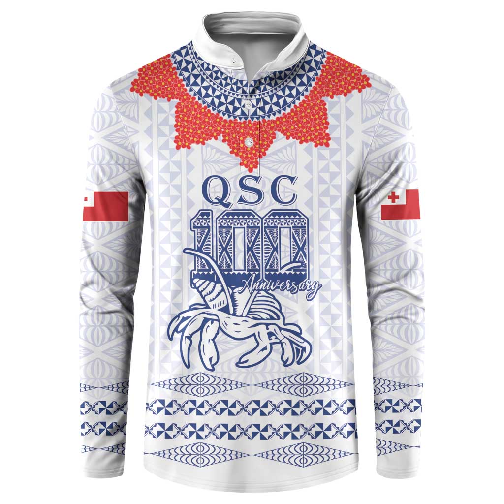 Queen Salote College 100 Years Anniversary Personalized Button Sweatshirt Tonga QSC White - Polynesian Pride