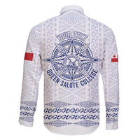Queen Salote College 100 Years Anniversary Personalized Family Matching Long Sleeve Bodycon Dress and Hawaiian Shirt Tonga QSC White - Polynesian Pride