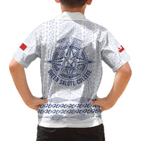 Queen Salote College 100 Years Anniversary Personalized Family Matching Off The Shoulder Long Sleeve Dress and Hawaiian Shirt Tonga QSC White - Polynesian Pride