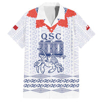 Queen Salote College 100 Years Anniversary Personalized Family Matching Off Shoulder Maxi Dress and Hawaiian Shirt Tonga QSC White - Polynesian Pride