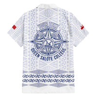 Queen Salote College 100 Years Anniversary Personalized Family Matching Off Shoulder Maxi Dress and Hawaiian Shirt Tonga QSC White - Polynesian Pride