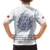 Queen Salote College 100 Years Anniversary Personalized Family Matching Short Sleeve Bodycon Dress and Hawaiian Shirt Tonga QSC White - Polynesian Pride