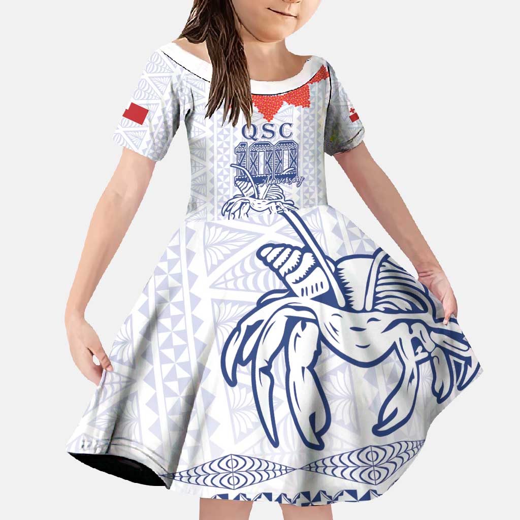 Queen Salote College 100 Years Anniversary Personalized Family Matching Summer Maxi Dress and Hawaiian Shirt Tonga QSC White - Polynesian Pride