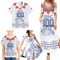 Queen Salote College 100 Years Anniversary Personalized Family Matching Summer Maxi Dress and Hawaiian Shirt Tonga QSC White - Polynesian Pride