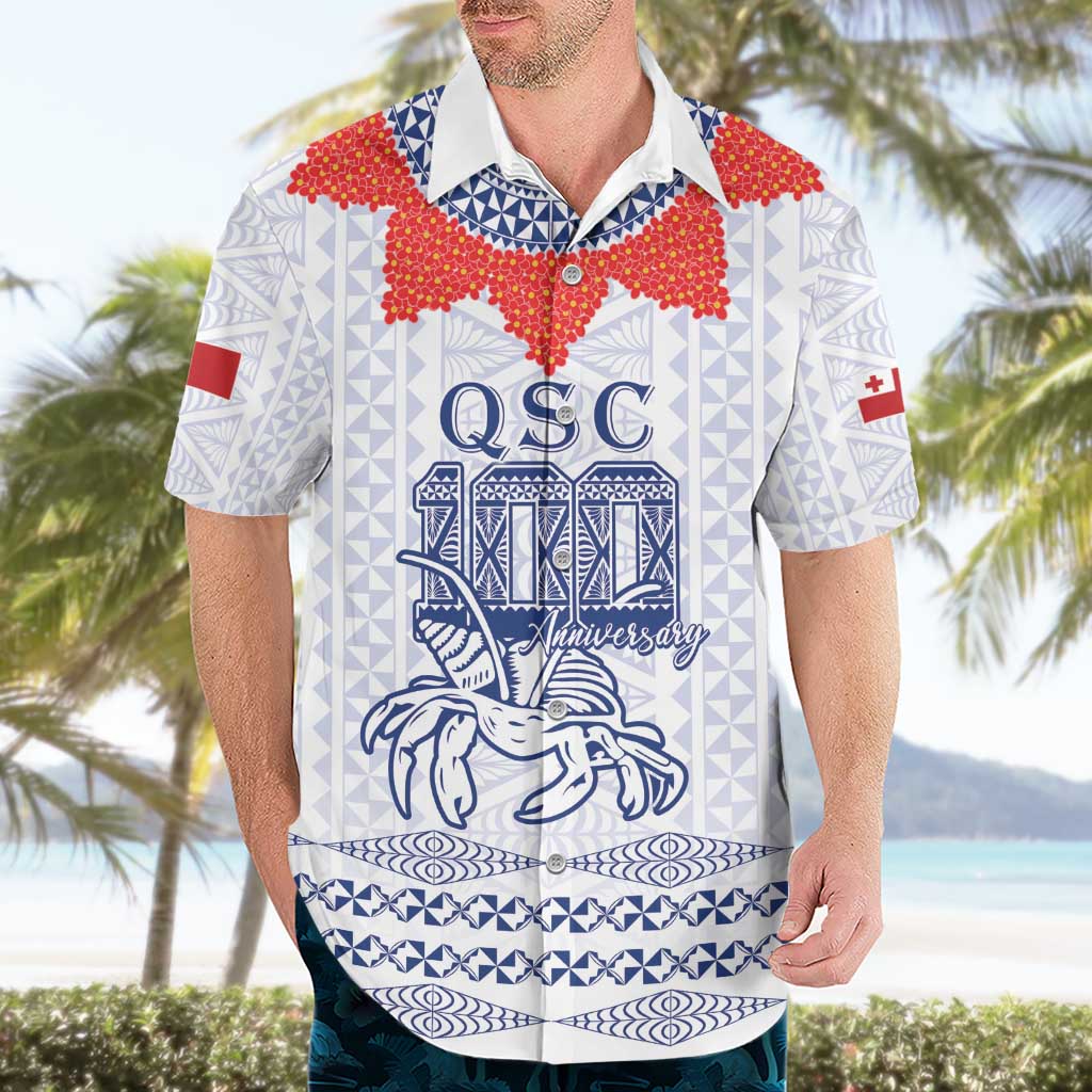 Queen Salote College 100 Years Anniversary Personalized Hawaiian Shirt Tonga QSC White - Polynesian Pride