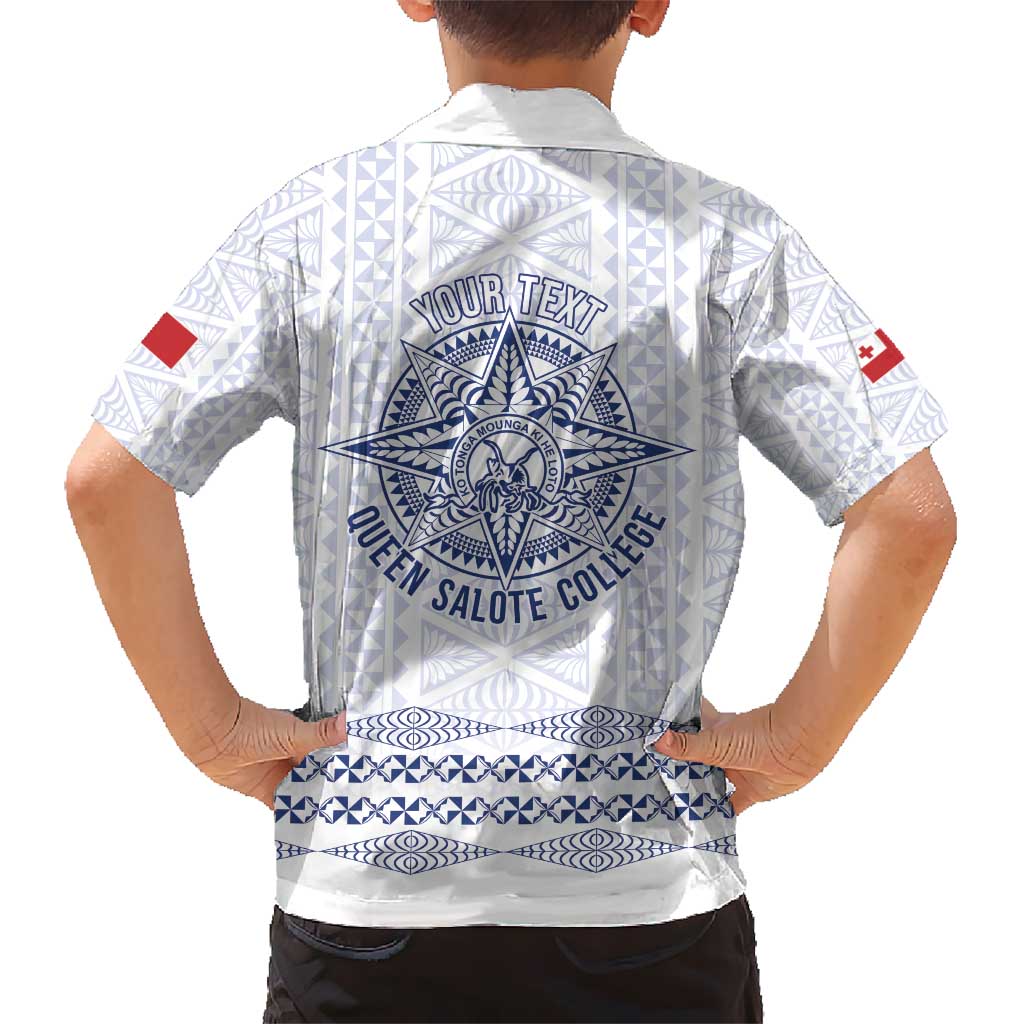Queen Salote College 100 Years Anniversary Personalized Kid Hawaiian Shirt Tonga QSC White - Polynesian Pride