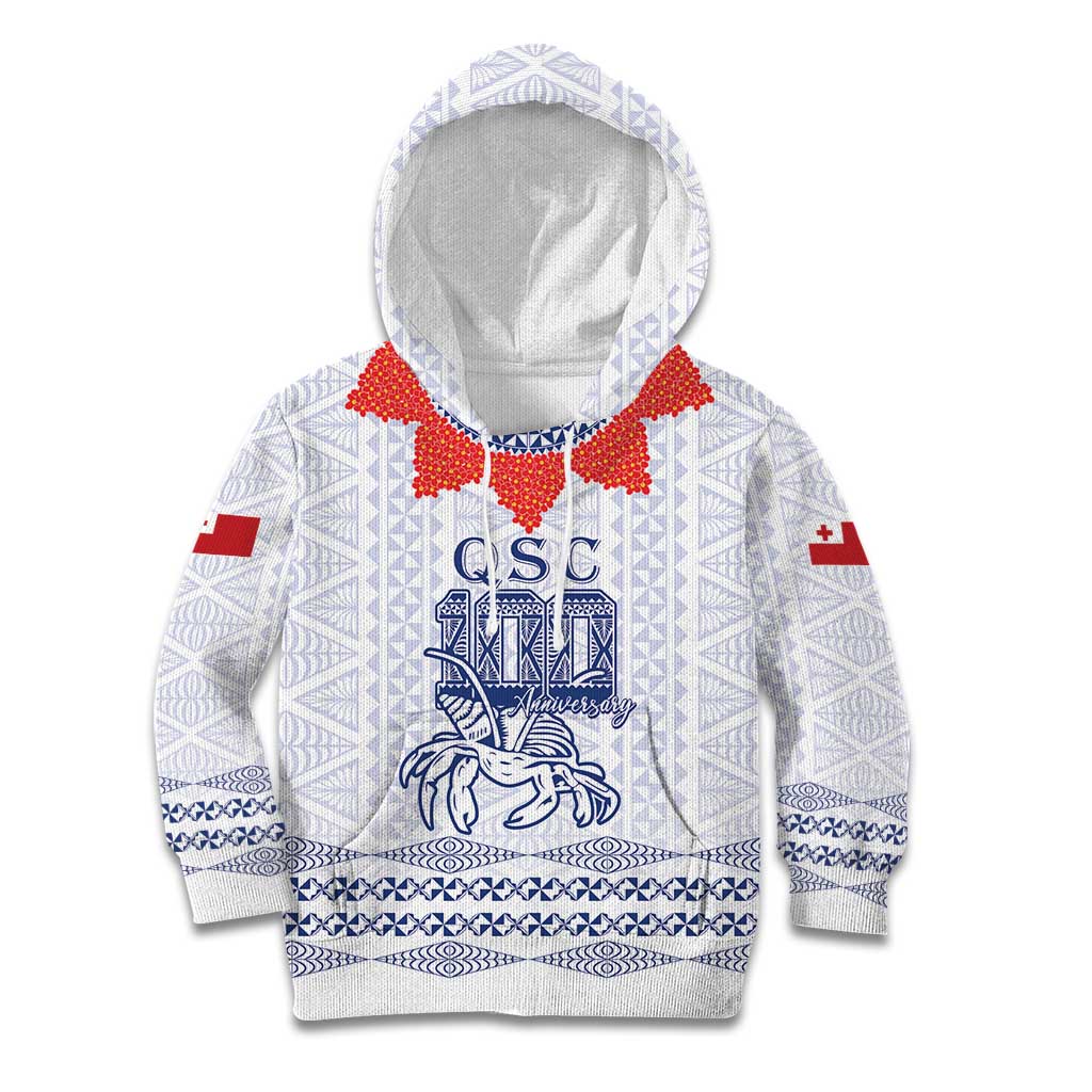 Queen Salote College 100 Years Anniversary Personalized Kid Hoodie Tonga QSC White - Polynesian Pride