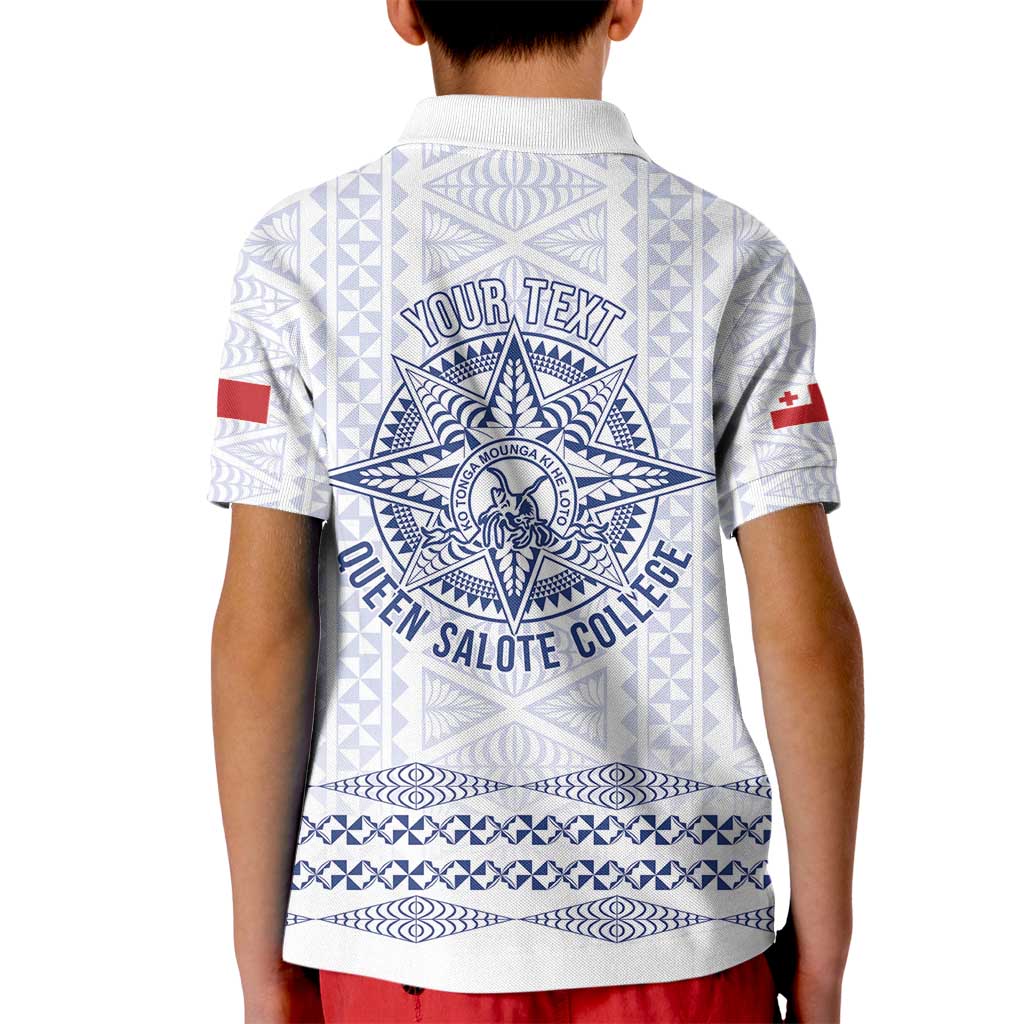 Queen Salote College 100 Years Anniversary Personalized Kid Polo Shirt Tonga QSC White - Polynesian Pride