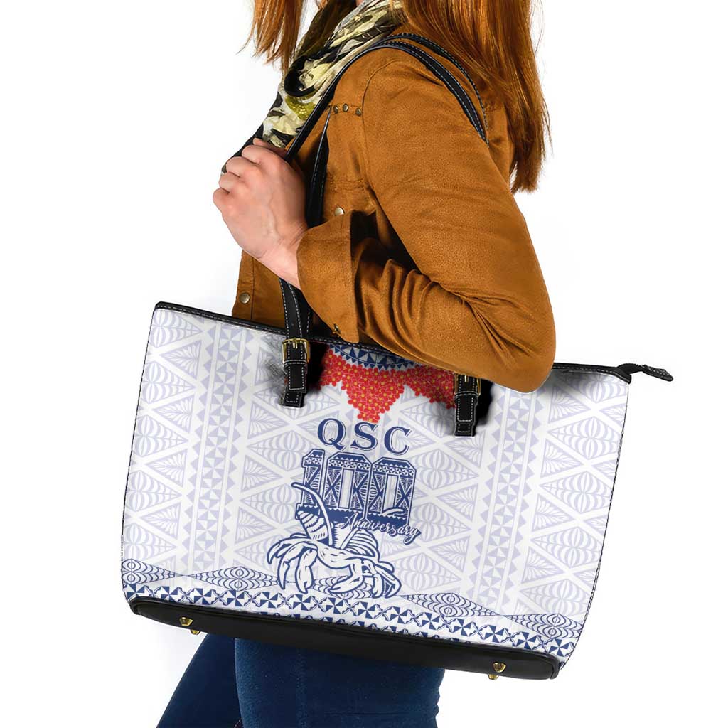Queen Salote College 100 Years Anniversary Leather Tote Bag Tonga QSC White - Polynesian Pride